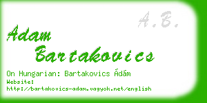 adam bartakovics business card